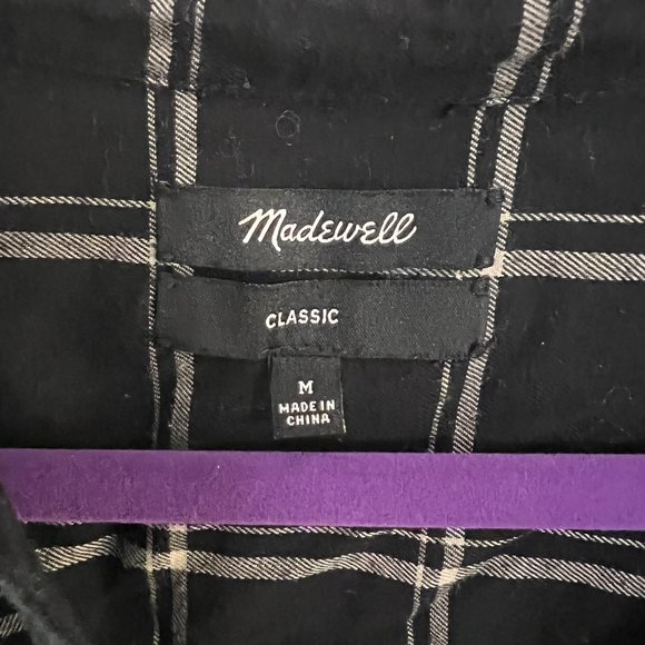 Madewell Classic Ex-Boyfriend Shirt in Black Windowpane Plaid, Size M - Picture 6 of 6